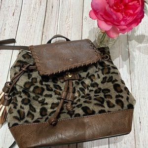 Boutique Leopard Print Backpack Purse